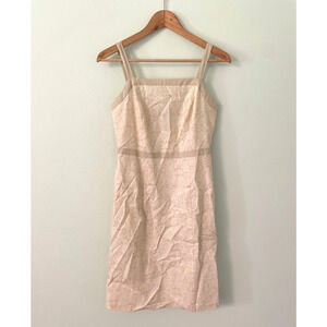 Petite Sophisticate Womens Dress 2 Petite Beige Paisley Linen Blend Romantic Y2K